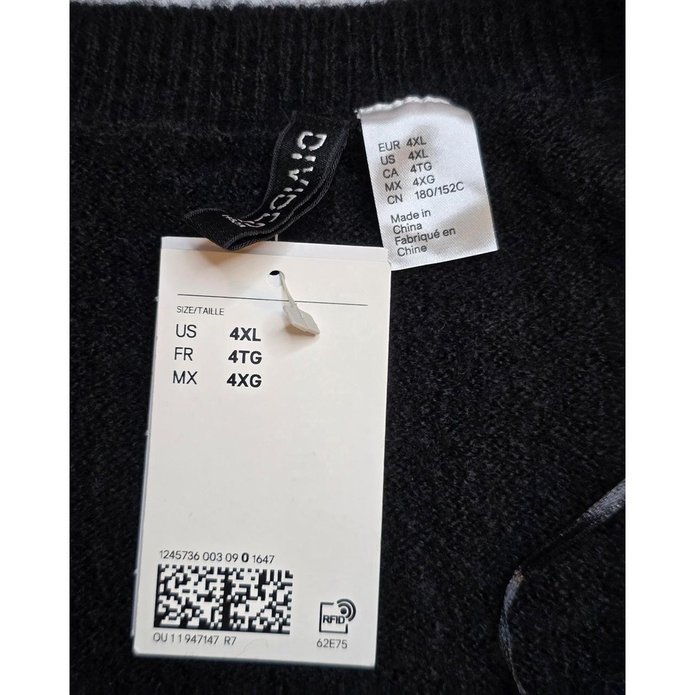 Black Button Front Cardigan Sweater Wool Blend Plus Size NWT Goth Dark Academia - Picture 2 of 6